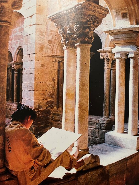 Alumno trabajando en la Escuela Taller de Santa-Maria-la-Real