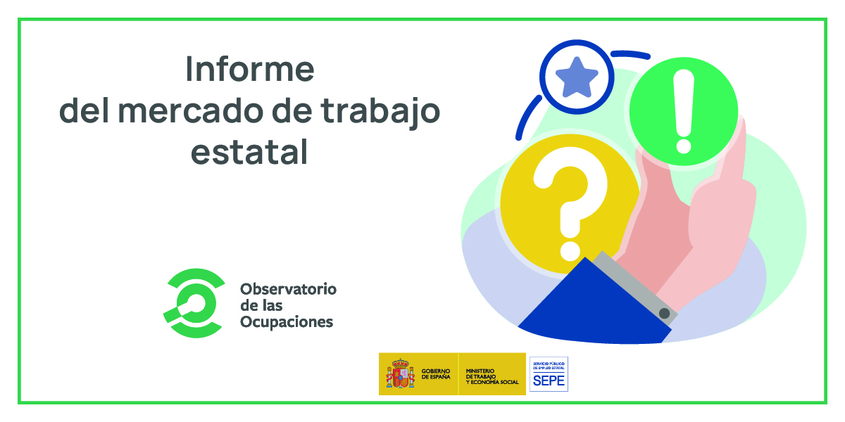 Informe del Mercado de trabajo Estatal imagen icono mano con signo de interrogación y admiración