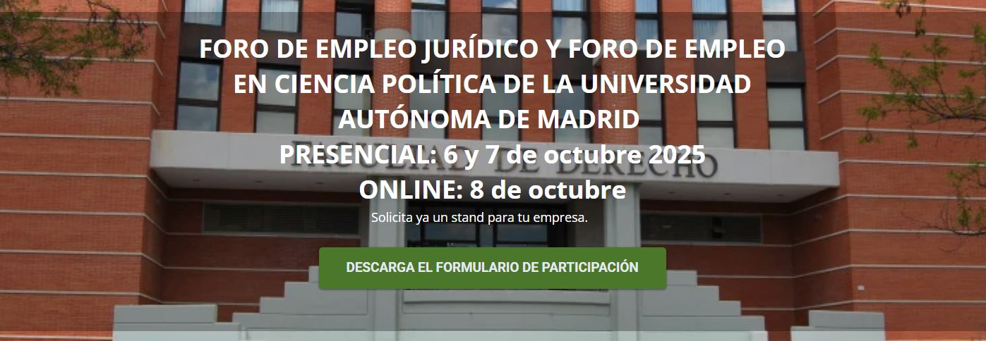 Imagen del logo del evento del Foro de Empleo Jurídico y Ciencia Política de la Universidad Autónoma de Madrid 2025