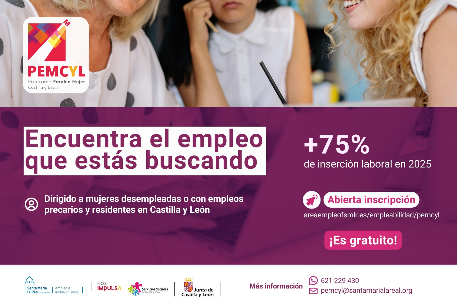 Imagen promocional "Encuentra el empleo que estás buscando" con el logo de PEMCYL